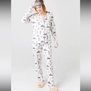 PJ Salvage Dogs In Pajamas Cotton Modal Blend Pajama Set Size Small